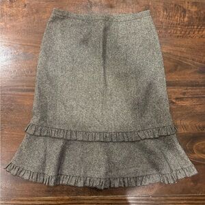 LOFT Charcoal Ruffle Pencil Skirt
